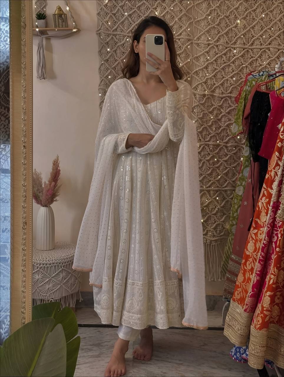 Aadhya-TD Faux Blooming Lakhnavi embroiderey work Anarkali suit set - Image 3