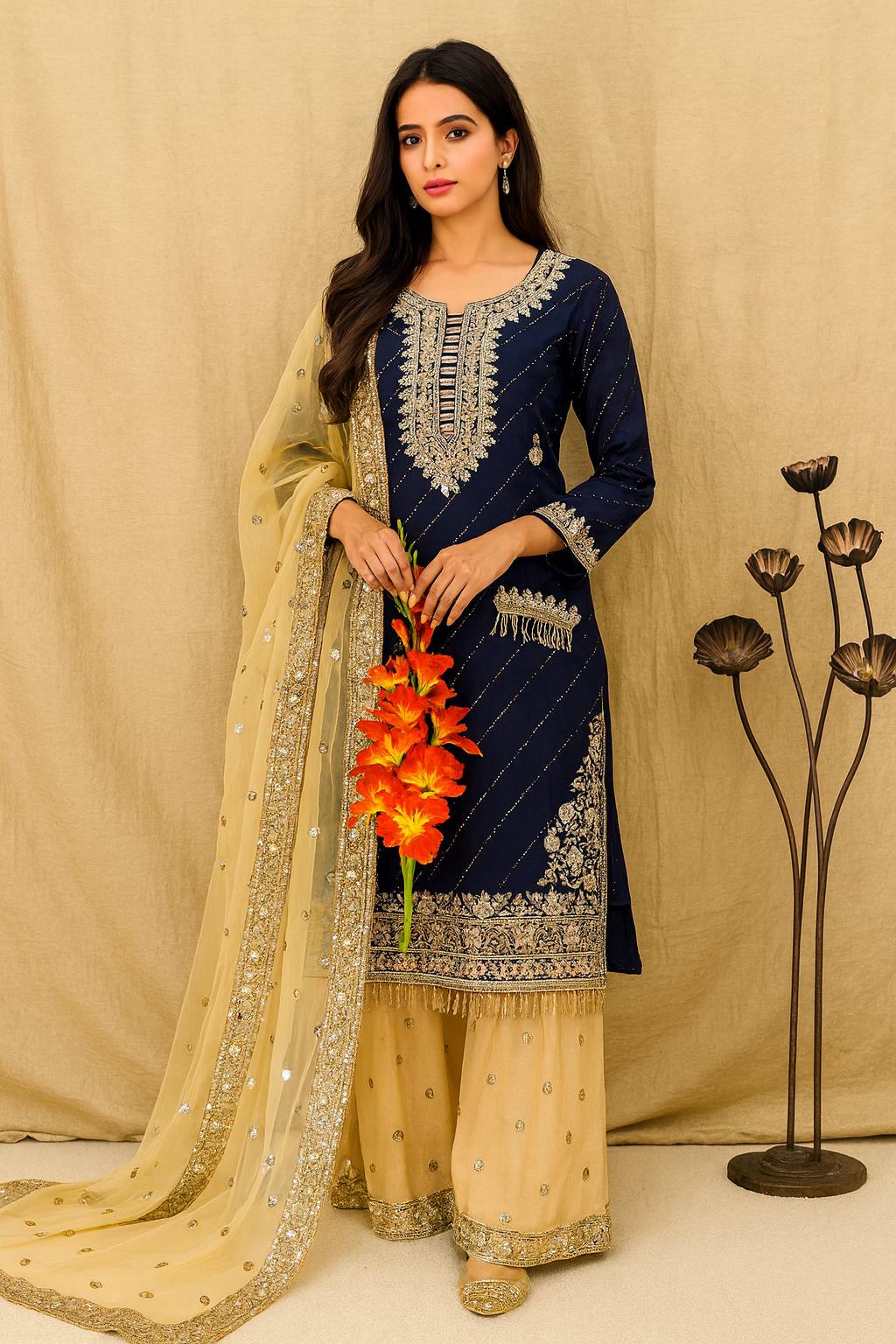 Aditi-VL Heavy Foux Goargate Top Plazzo Set