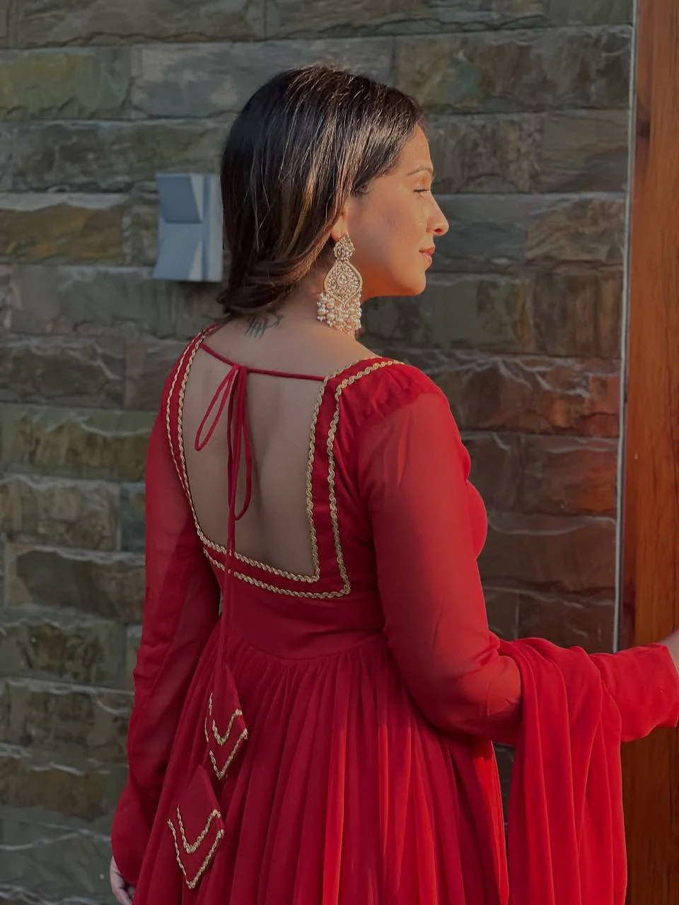 Advika-RT Blooming Gorgette AnarkalI set - Image 2
