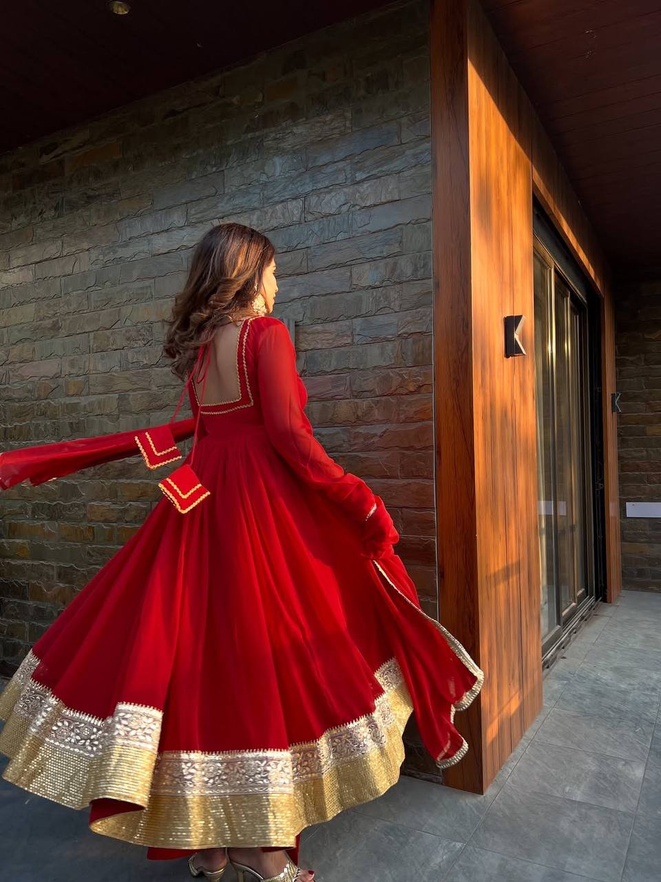 Advika-RT Blooming Gorgette AnarkalI set - Image 3