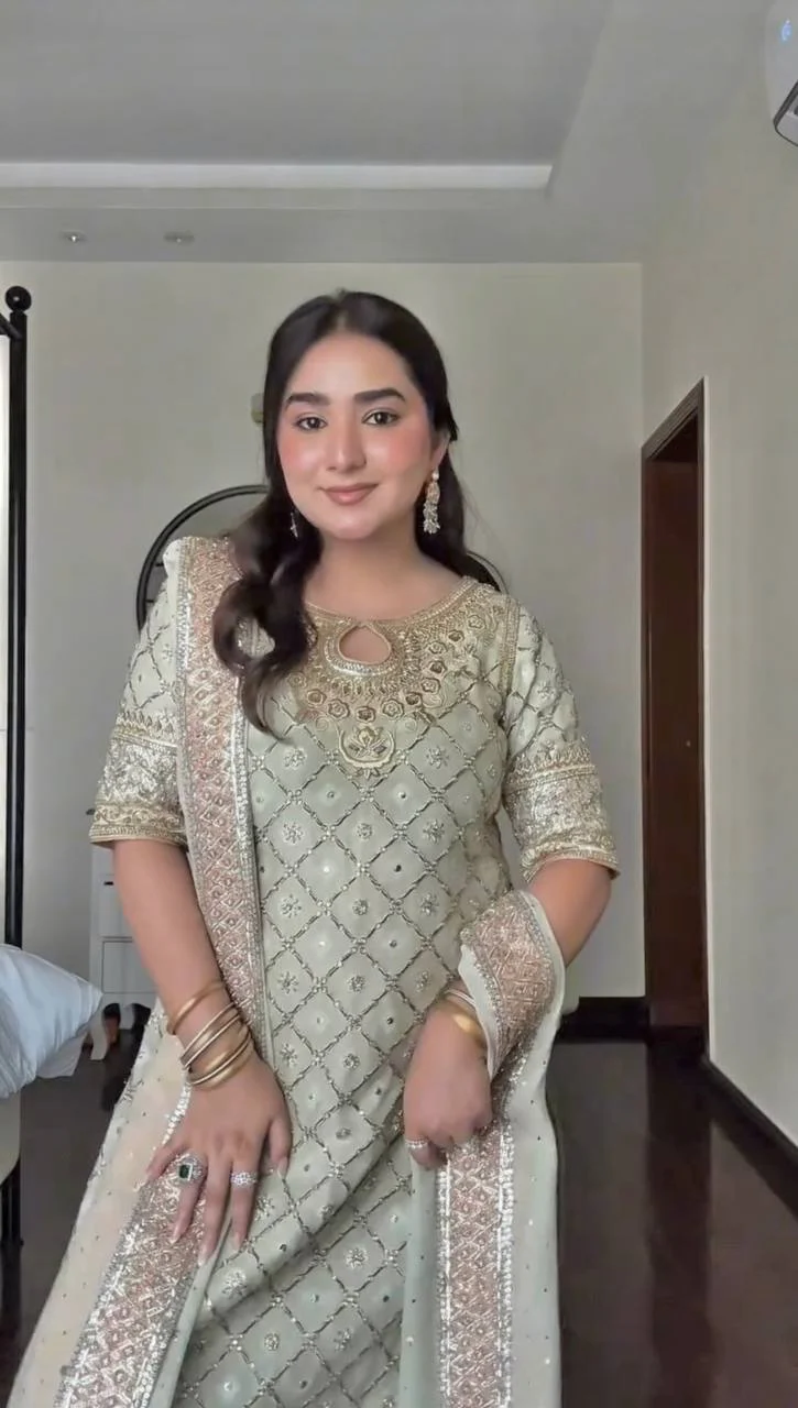 Anjali-HK Faux Georgette Top Pent with Duptta - Image 2