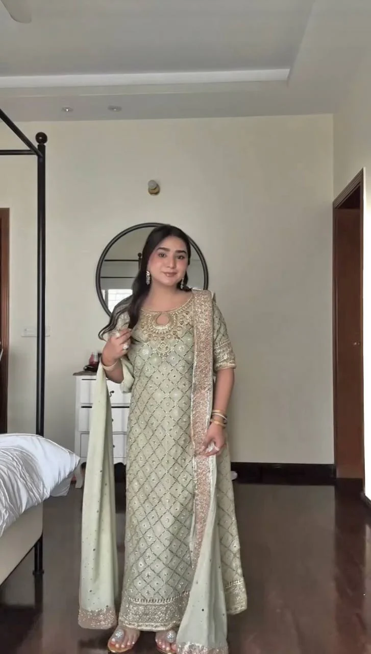 Anjali-HK Faux Georgette Top Pent with Duptta - Image 4