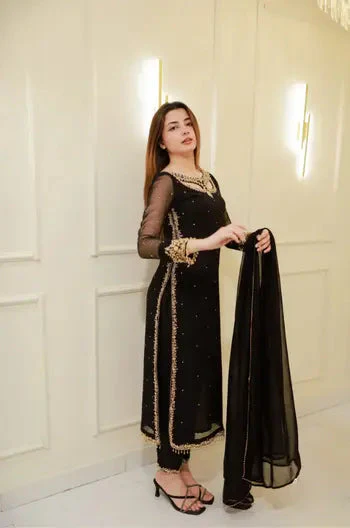 Divya-RT Faux Georgette Palazzo Suite with Sequce work and Dupatta - Image 12