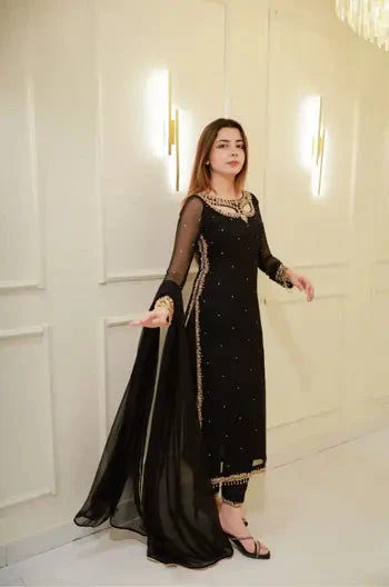 Divya-RT Faux Georgette Palazzo Suite with Sequce work and Dupatta - Image 15