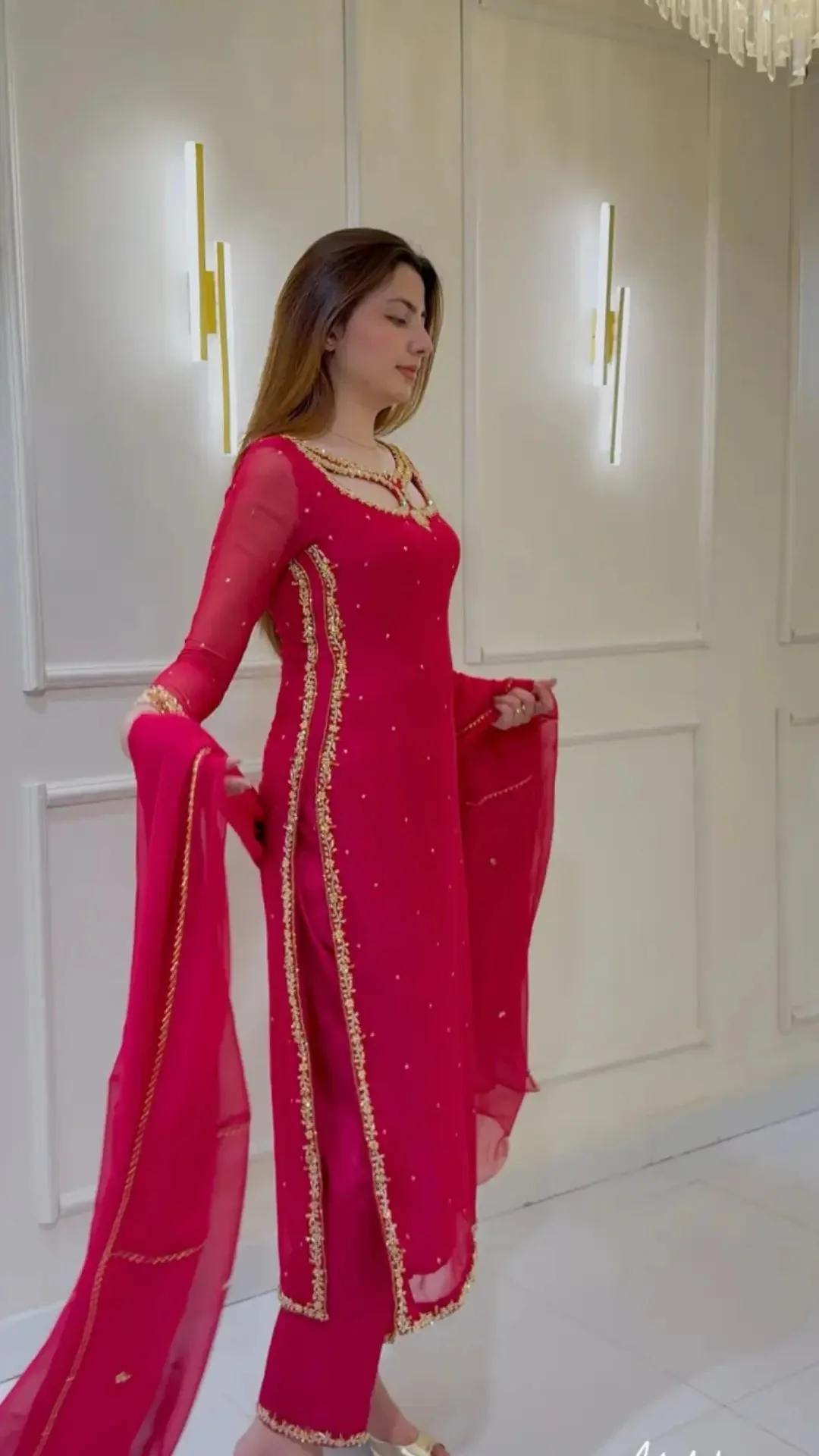 Divya-RT Faux Georgette Palazzo Suite with Sequce work and Dupatta - Image 5