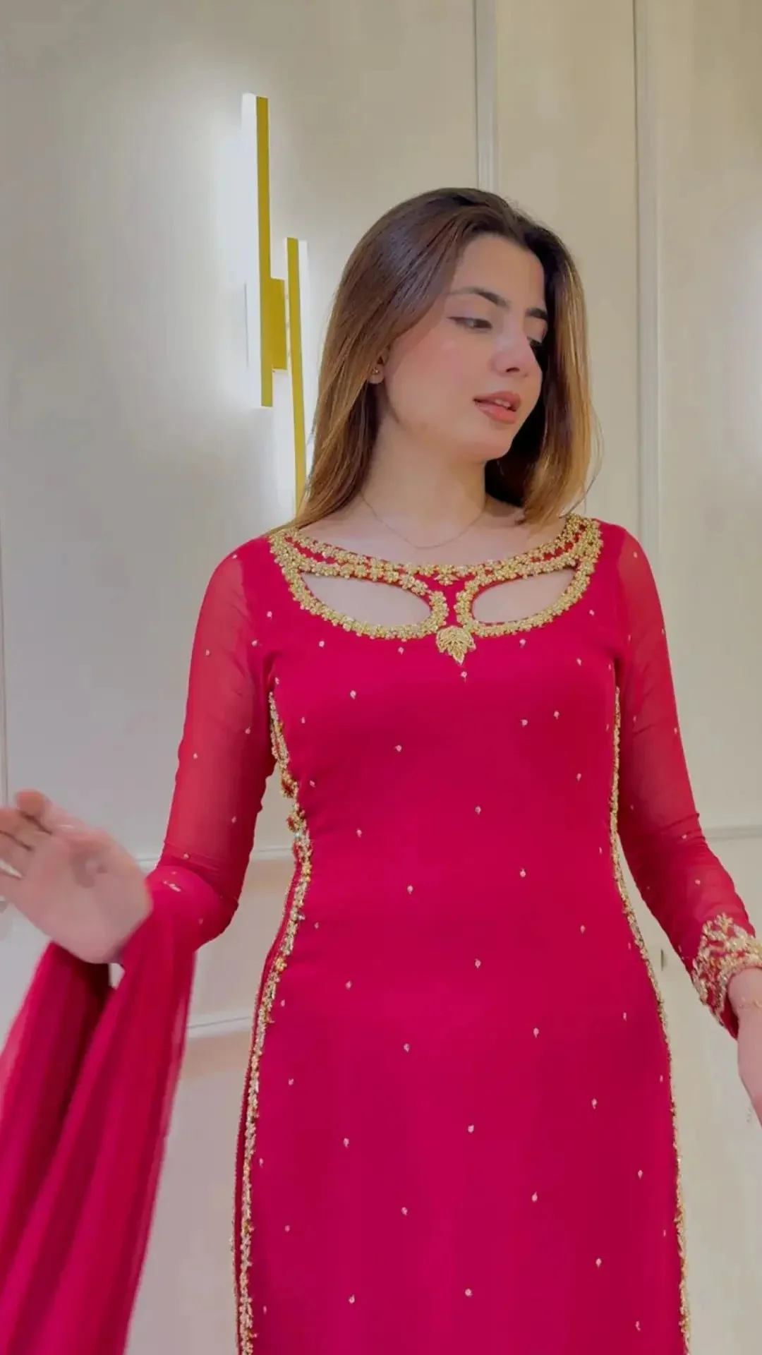 Divya-RT Faux Georgette Palazzo Suite with Sequce work and Dupatta - Image 7