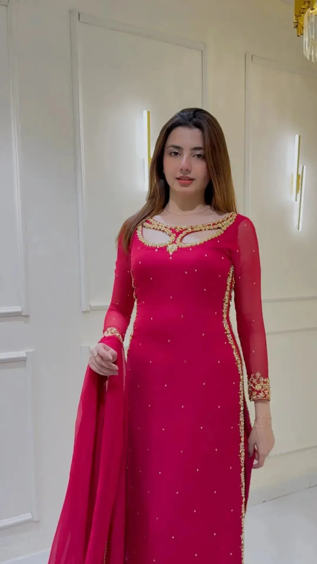 Divya-RT Faux Georgette Palazzo Suite with Sequce work and Dupatta - Image 8