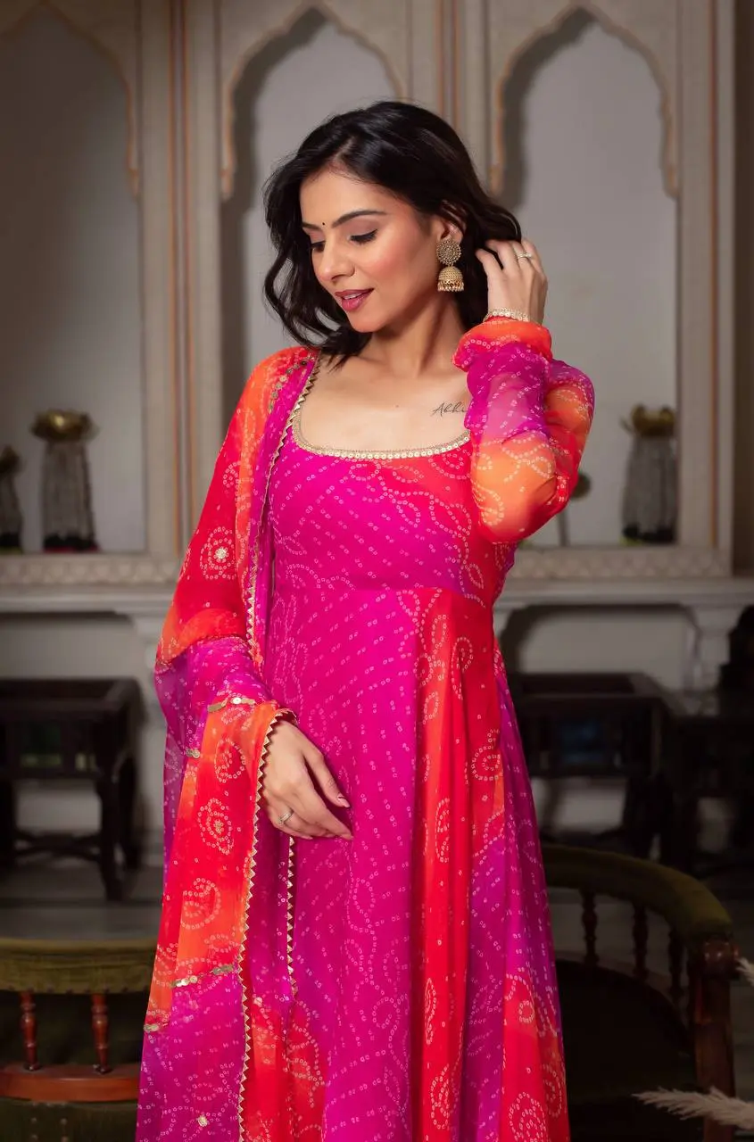 Suman-RT Faux Georgette Anarkali Set with Pant & Dupatta - Image 3
