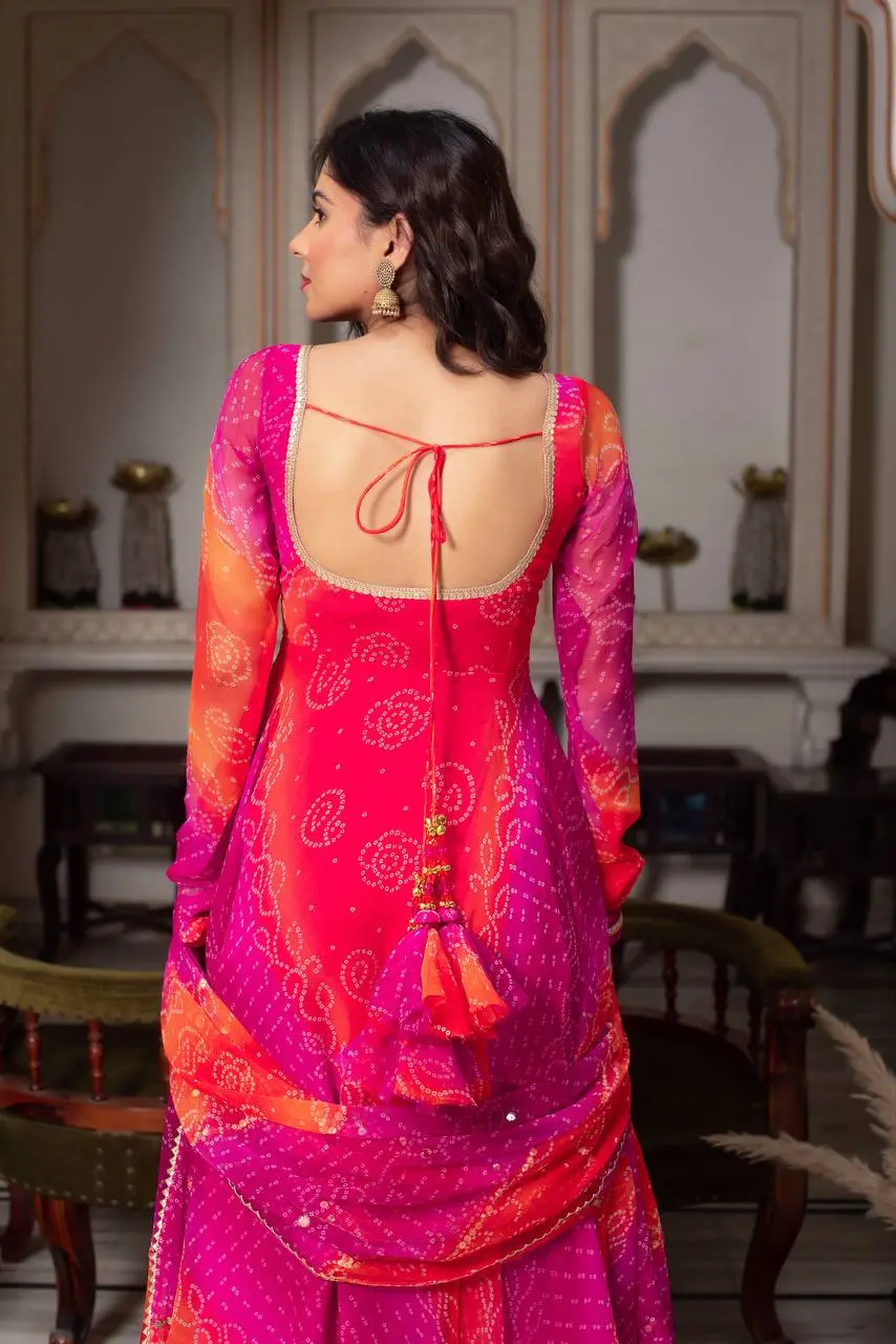 Suman-RT Faux Georgette Anarkali Set with Pant & Dupatta - Image 5