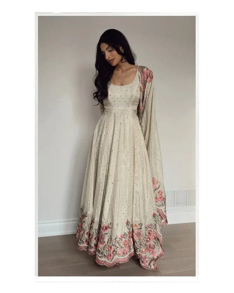 Tanuja-WW Elegant Fully Stitched Gown with Butter Silk Pant - Image 2