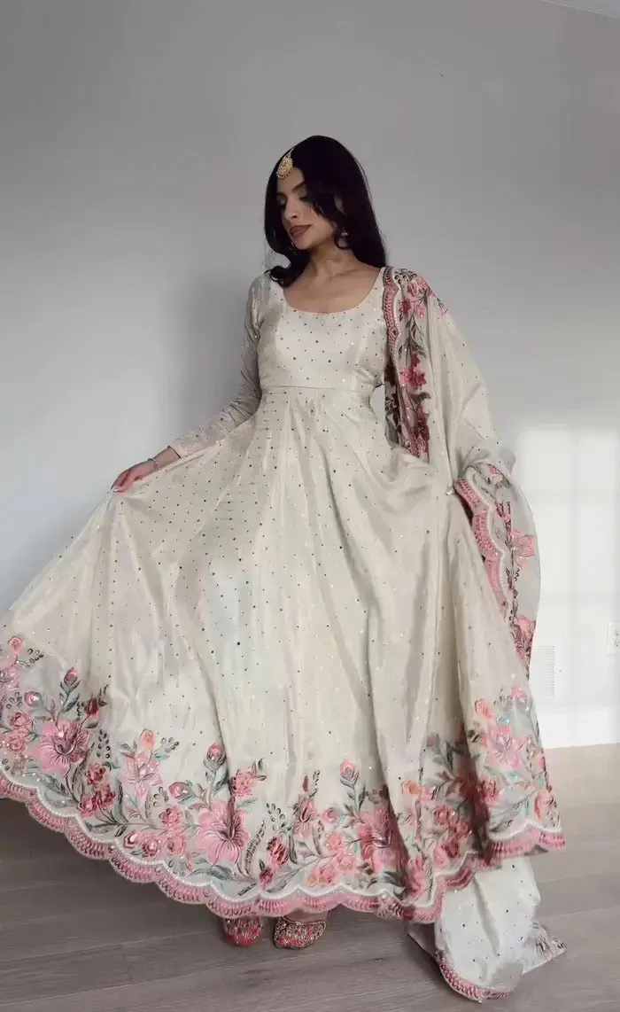 Tanuja-WW Elegant Fully Stitched Gown with Butter Silk Pant - Image 4