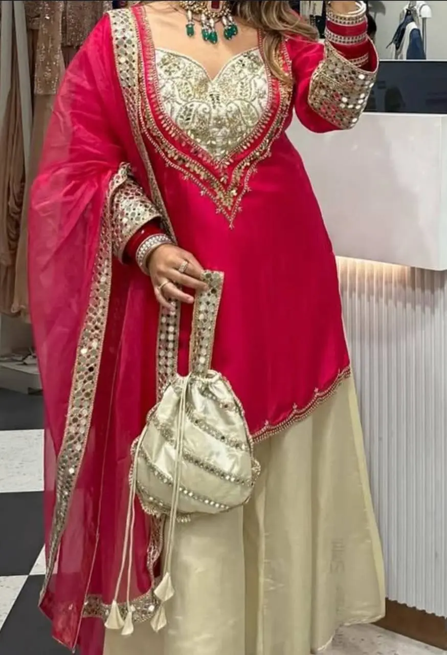 Pankti-MD-Heavy Natural Crepe Top Plazzo set - Image 8