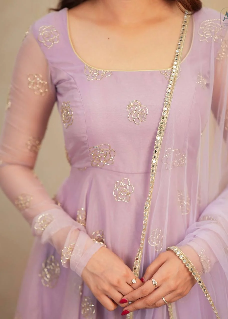 Esha-TD Soft Orgenza Bids Anarkali suit - Image 4