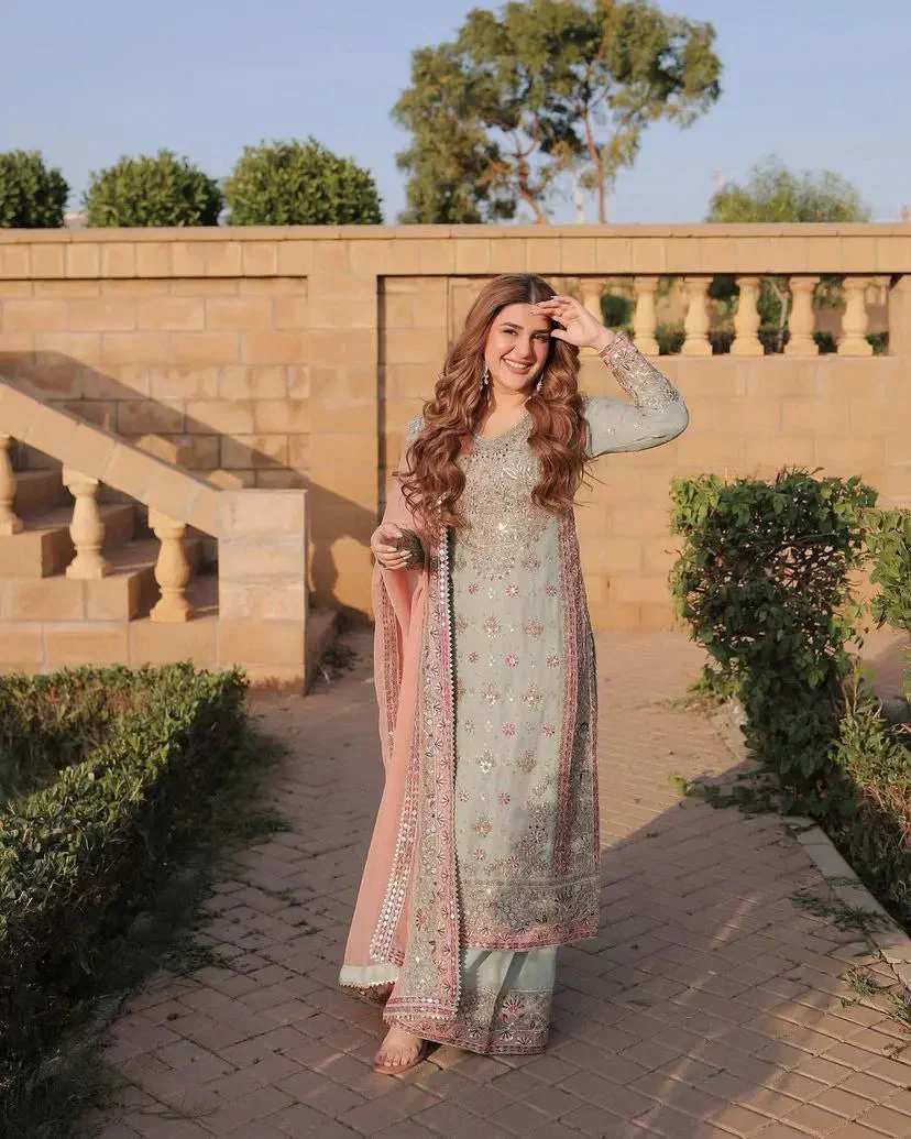 FAUX GEORGETTE KURTA SET - Jaipur Blossom - Image 4