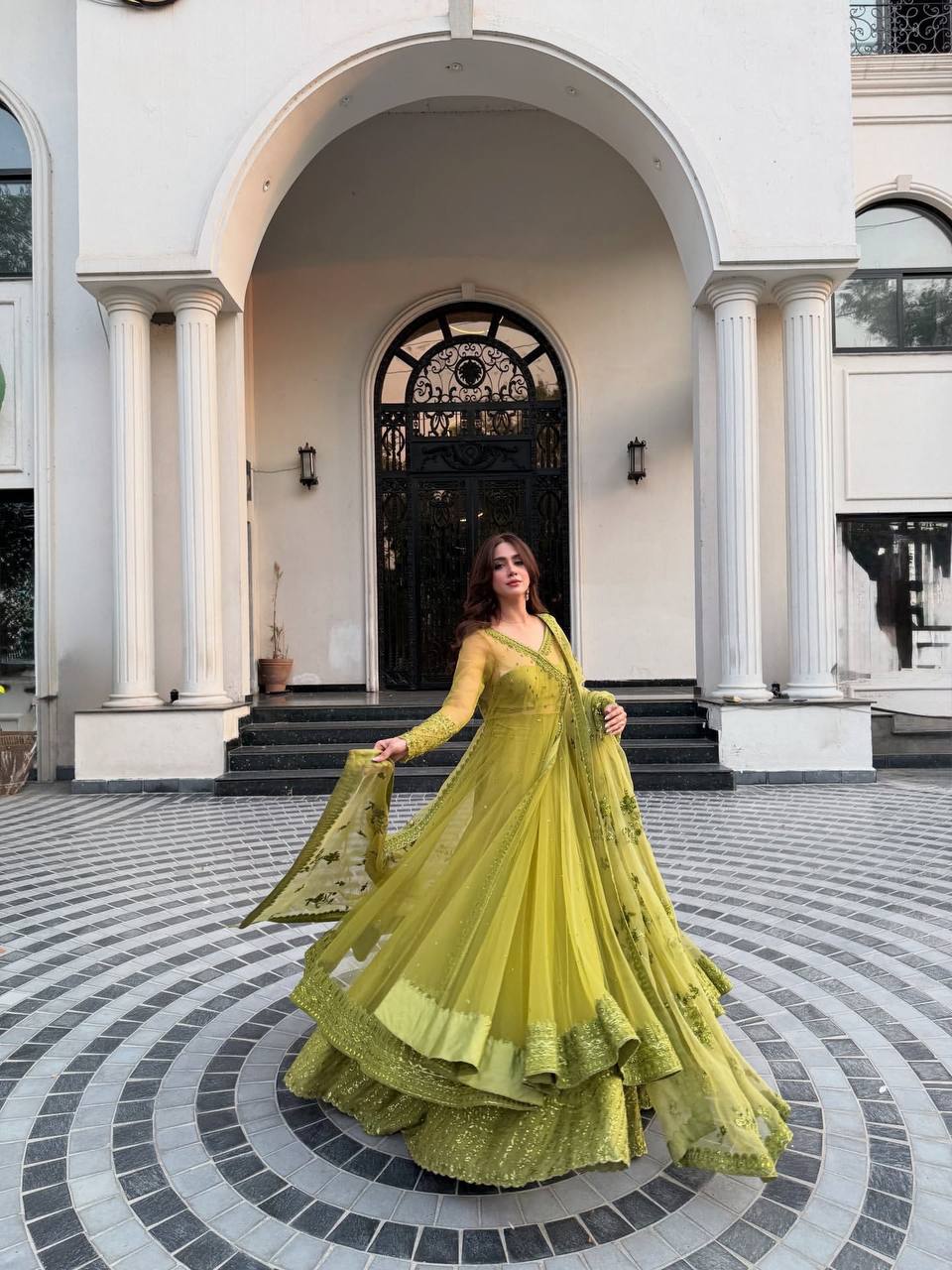 Indira-RT Butterfly net Kediya style shrug With Lehenga set - Image 2