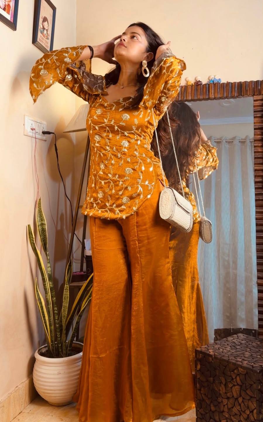 Jiya-ZF Fandy Silk Top Palazzo set - Image 2