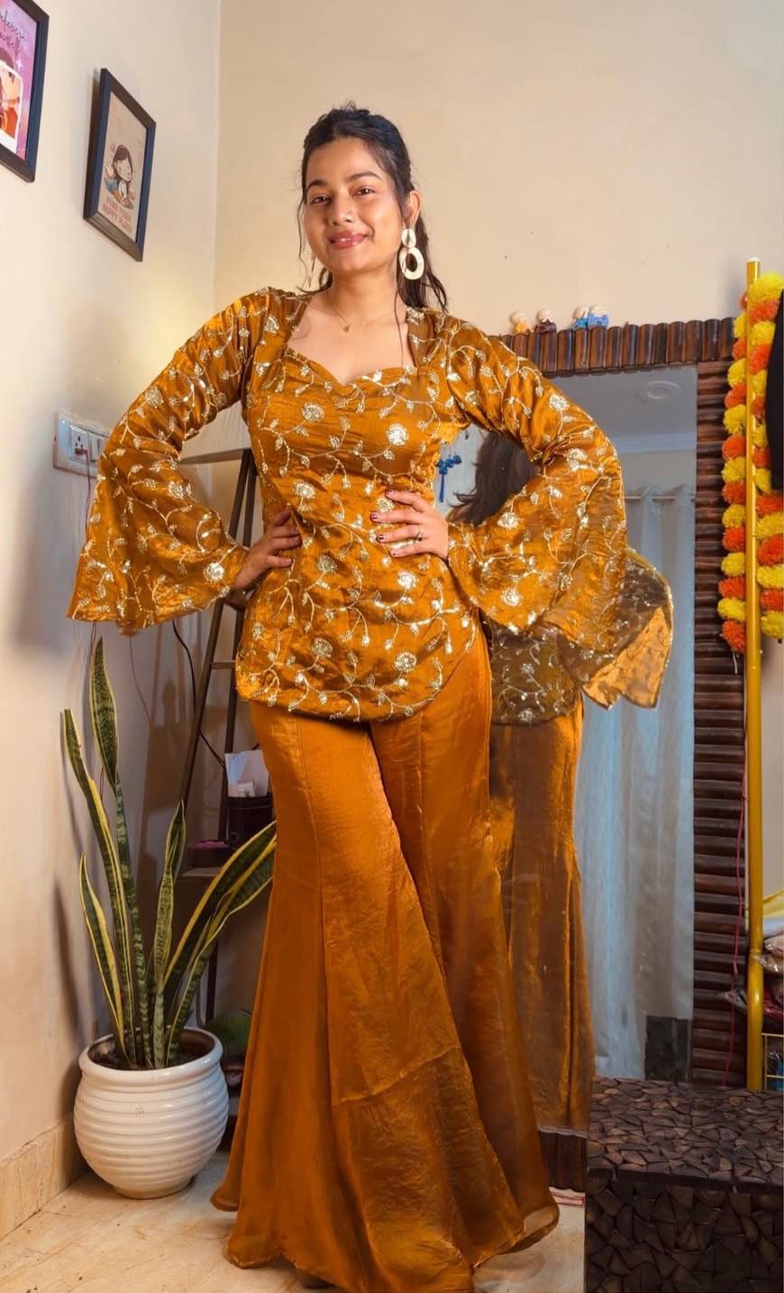 Jiya-ZF Fandy Silk Top Palazzo set - Image 4