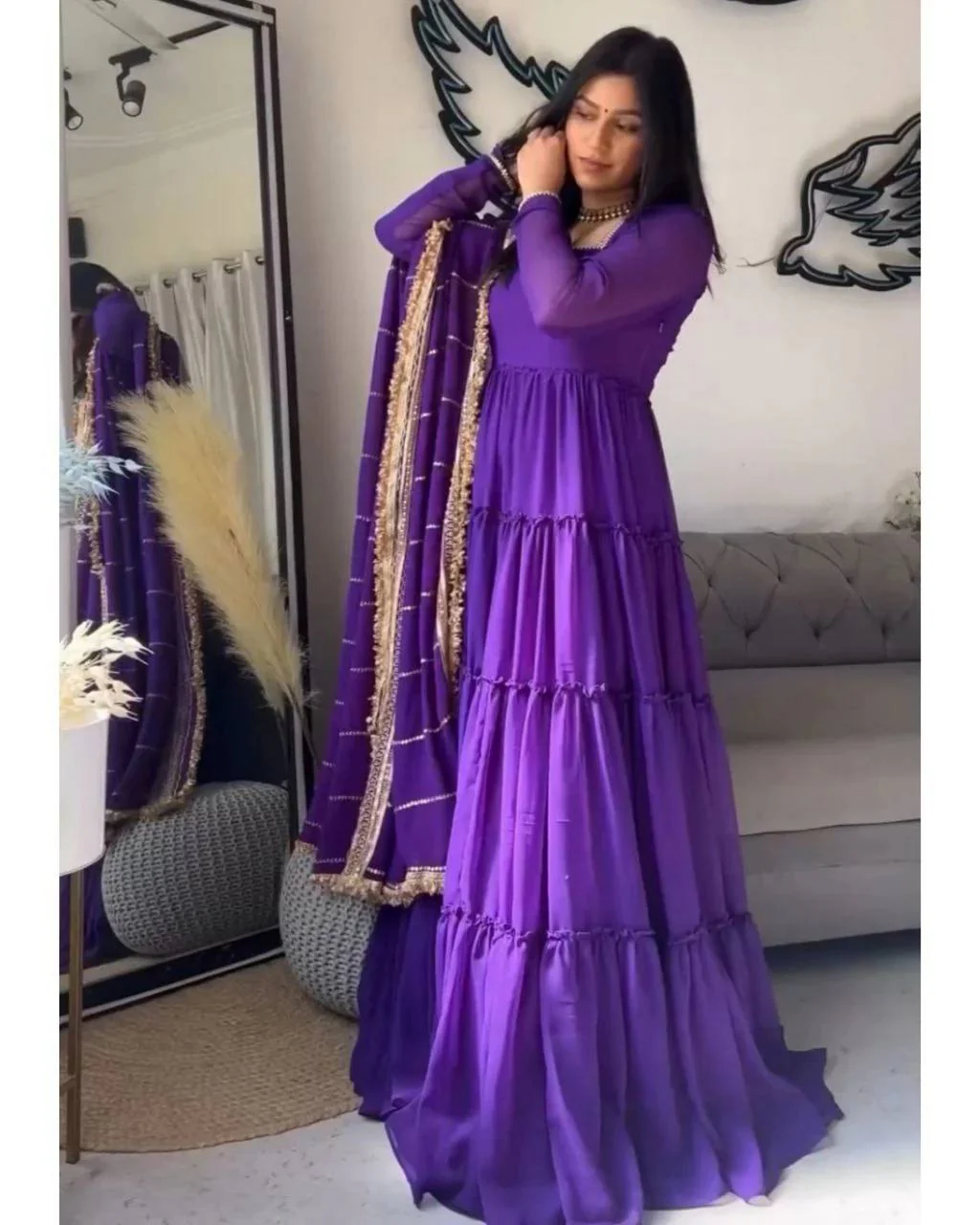 Kanak-KD Faux Georgette Anarkali Set - Image 6