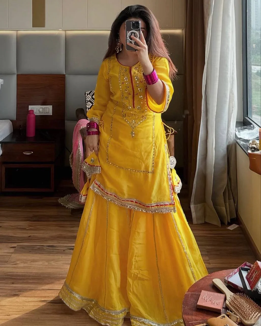 Khyati-TD Pure Kundan Organza Silk Plazzo set - Image 3