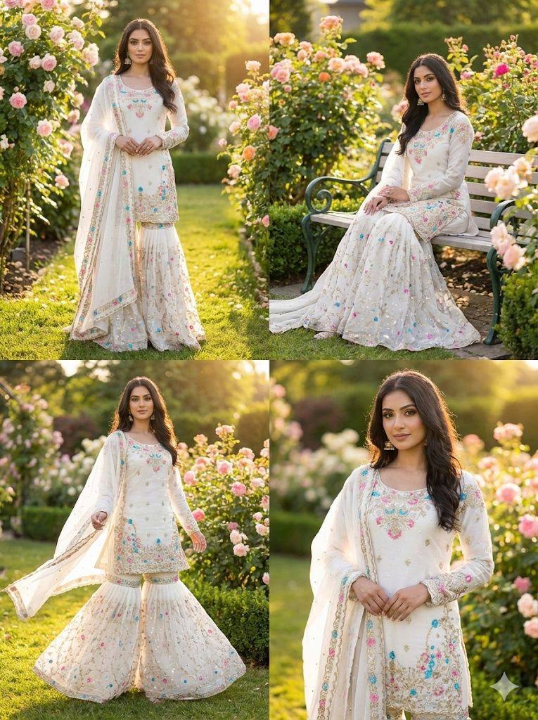 Myra-RT JMC silk Anarkali Sharara set - Image 4