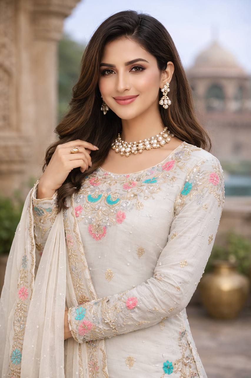 Myra-RT JMC silk Anarkali Sharara set - Image 5