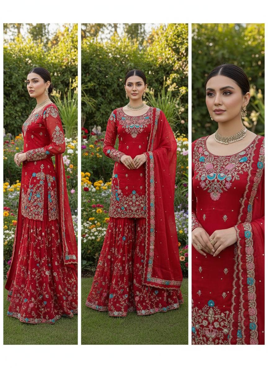 Myra-RT JMC silk Anarkali Sharara set - Image 7