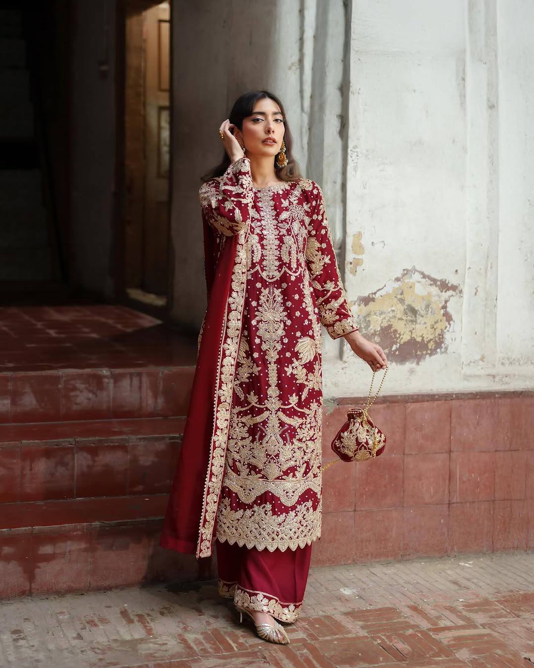 Pallavi-ZF Faux Georgette Top Bottom with Dupatta set - Image 3