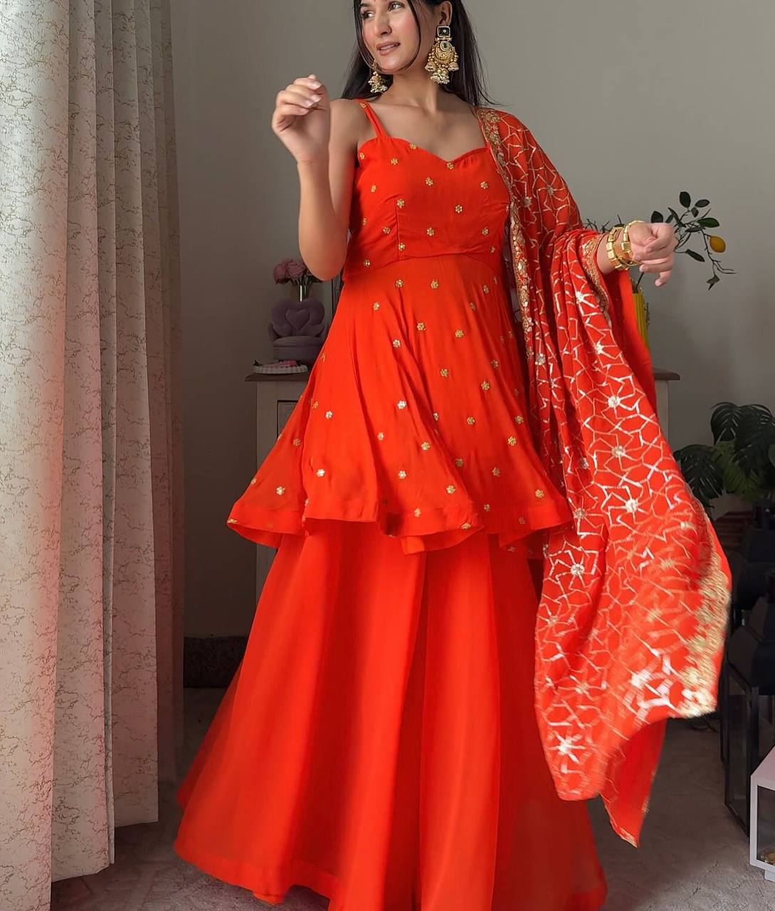 Rakhi-KD Faux Georgette plazzo duptta set - Image 3