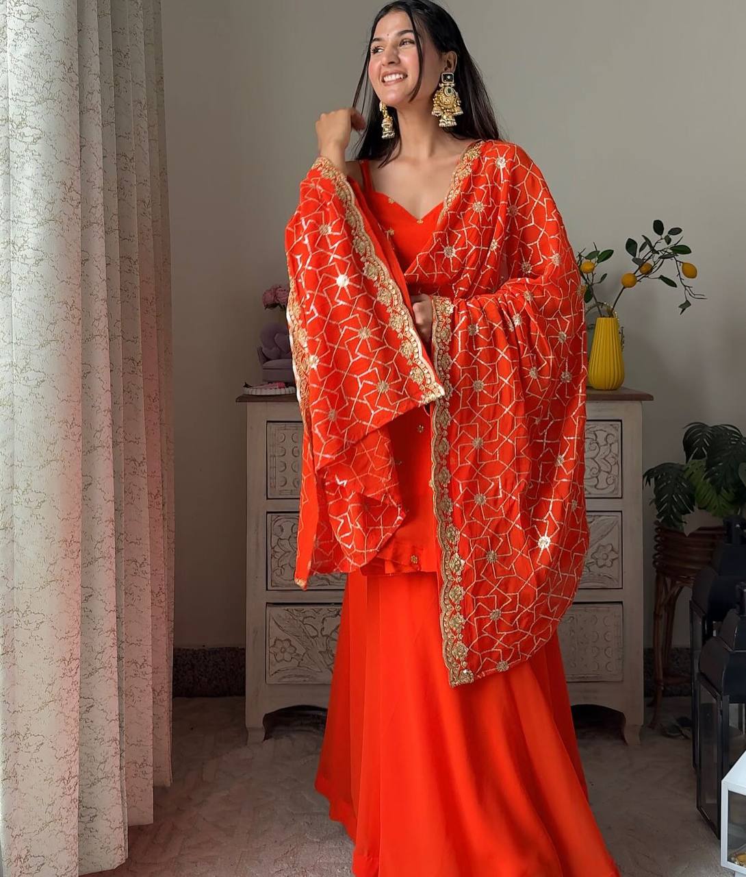 Rakhi-KD Faux Georgette plazzo duptta set - Image 4