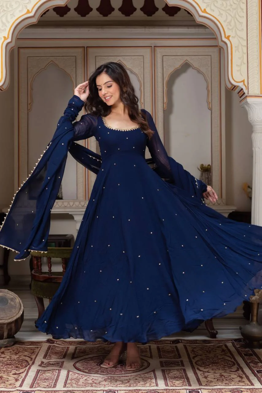Roshni-KD Gown-Pent Hand work With LCD Ston work