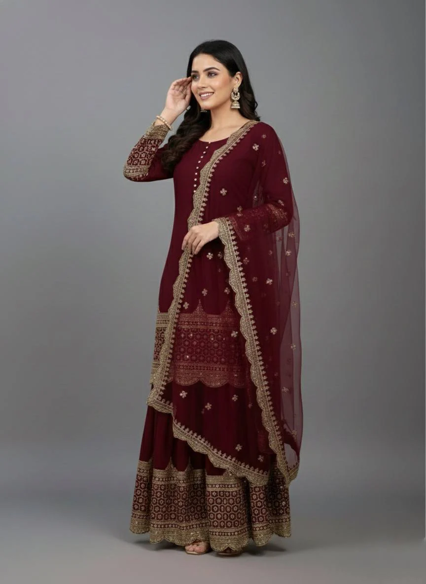 Shushma-ZF Heavy Faux Georgette Top Sharara Set - Image 6