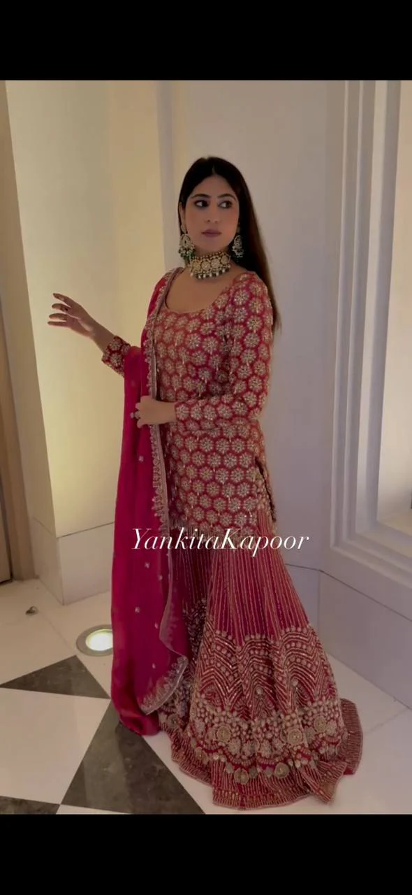 Sonu-SR Heavy Faux Georgette Kurti sharara set - Image 2