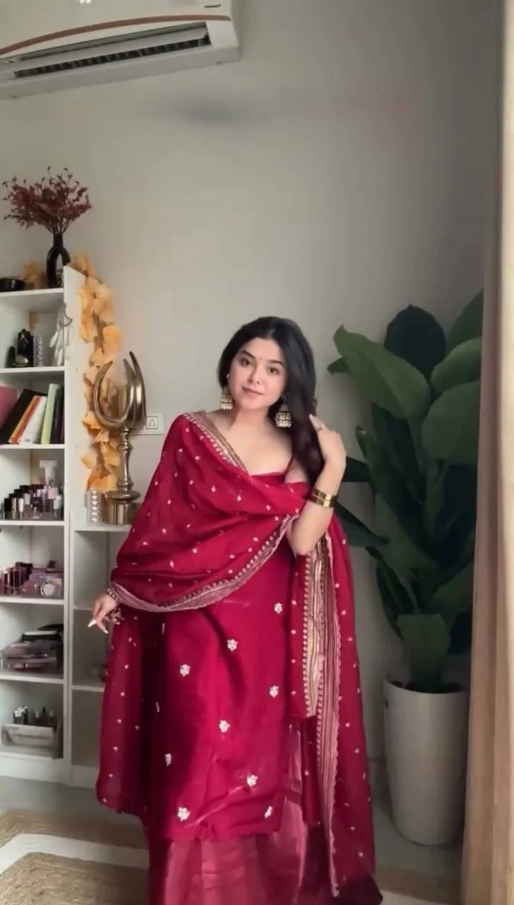 Sudha-RT Maroon Plazzo set