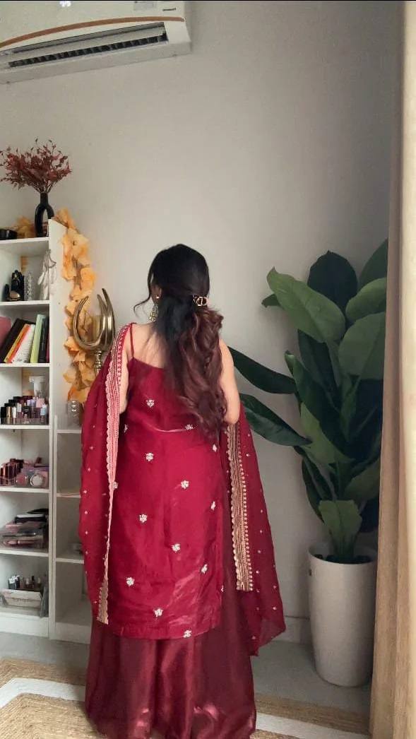Sudha-RT Maroon Plazzo set - Image 3