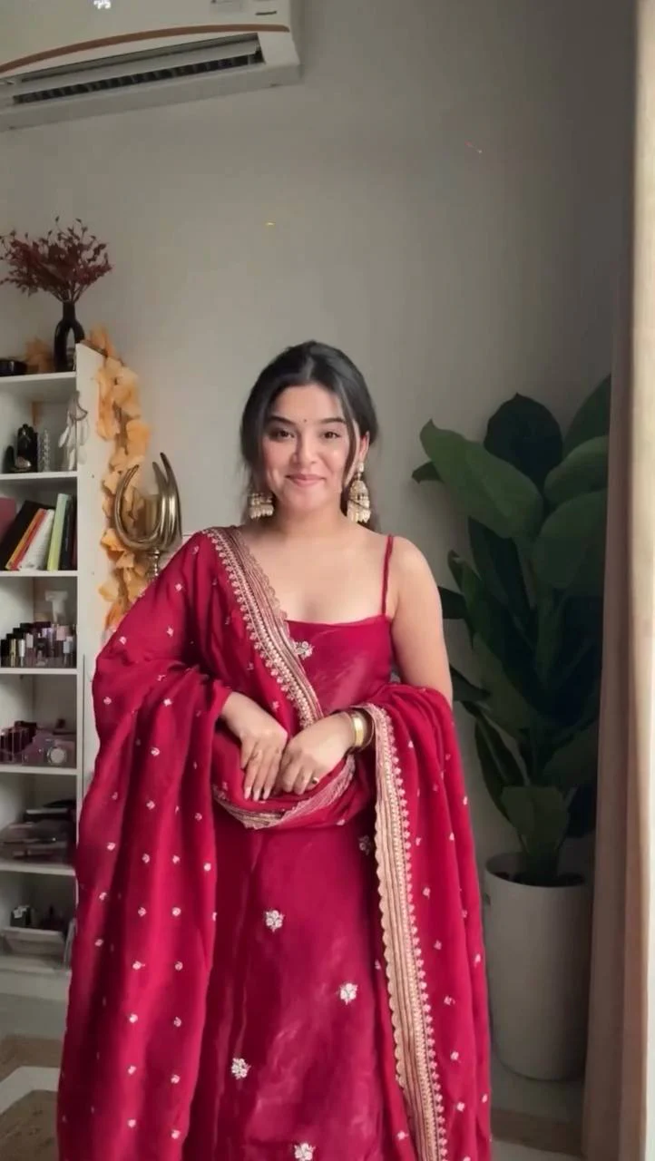 Sudha-RT Maroon Plazzo set - Image 4