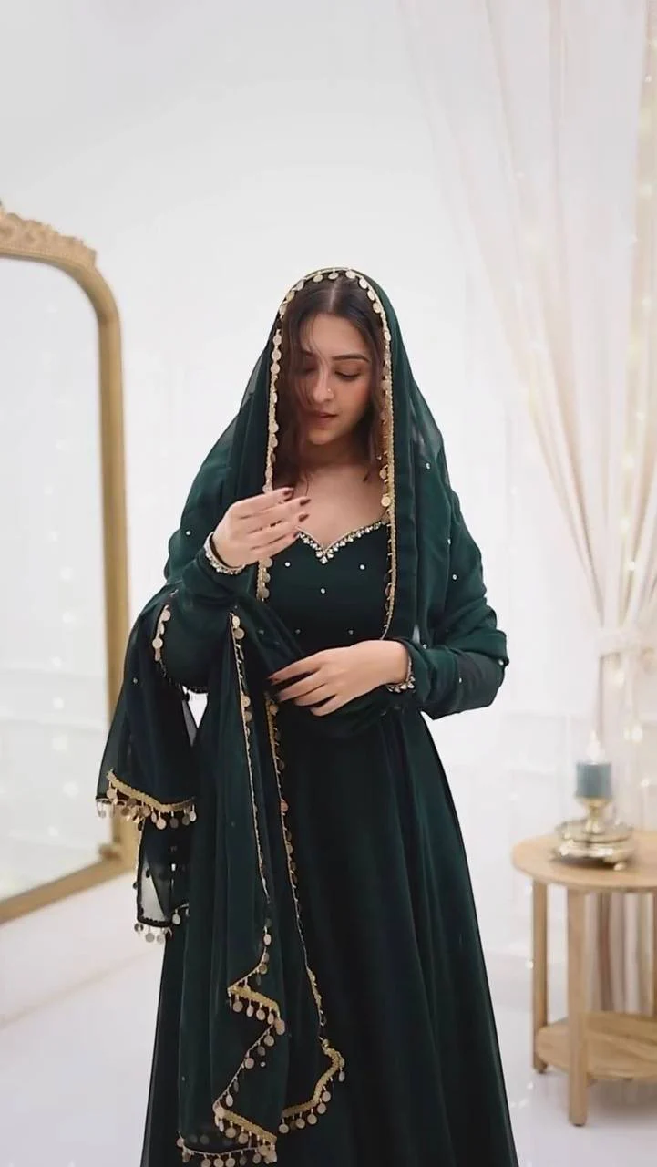 Tanu-RT Foux Gorgette Handwork Top-Pent Set - Image 3