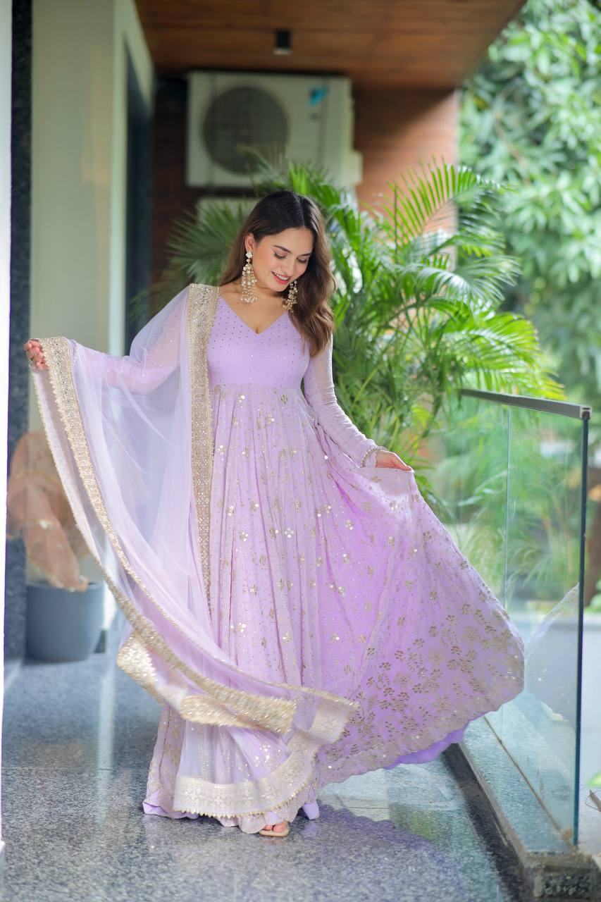 Vartika-TD Faux Blooming Foil Work Luxury Anarkali Set - Image 5